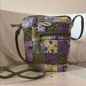 Donna Sharp Floral Patchwork Crossbody Handbag in Purple and Green